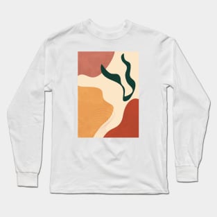 Abstract Neutral Shapes, Line Work, Boho, Scandi Art Long Sleeve T-Shirt